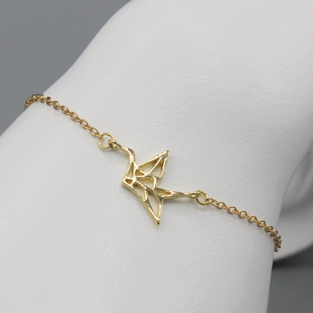 Jewelry bracelet bird animal origami modern simple yellow gold tone new